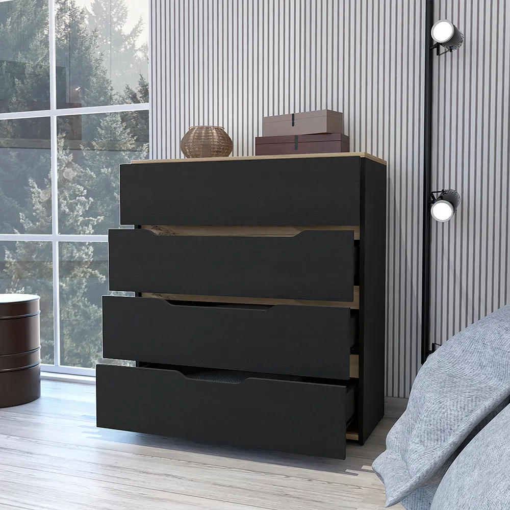 Dresser Oboe Superior Top Four Drawers Black/Light Oak