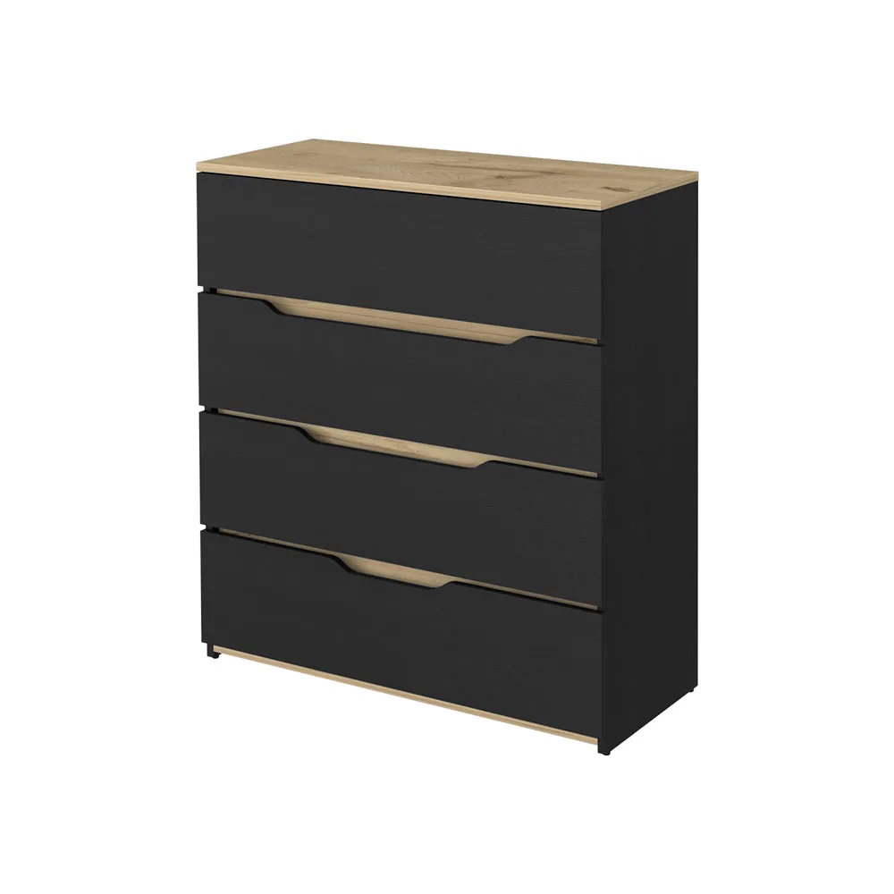 Dresser Oboe Superior Top Four Drawers Black/Light Oak