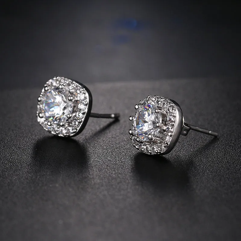 Fashion CZ Cubic Zircon Geometric Square Stud - 4 Colors