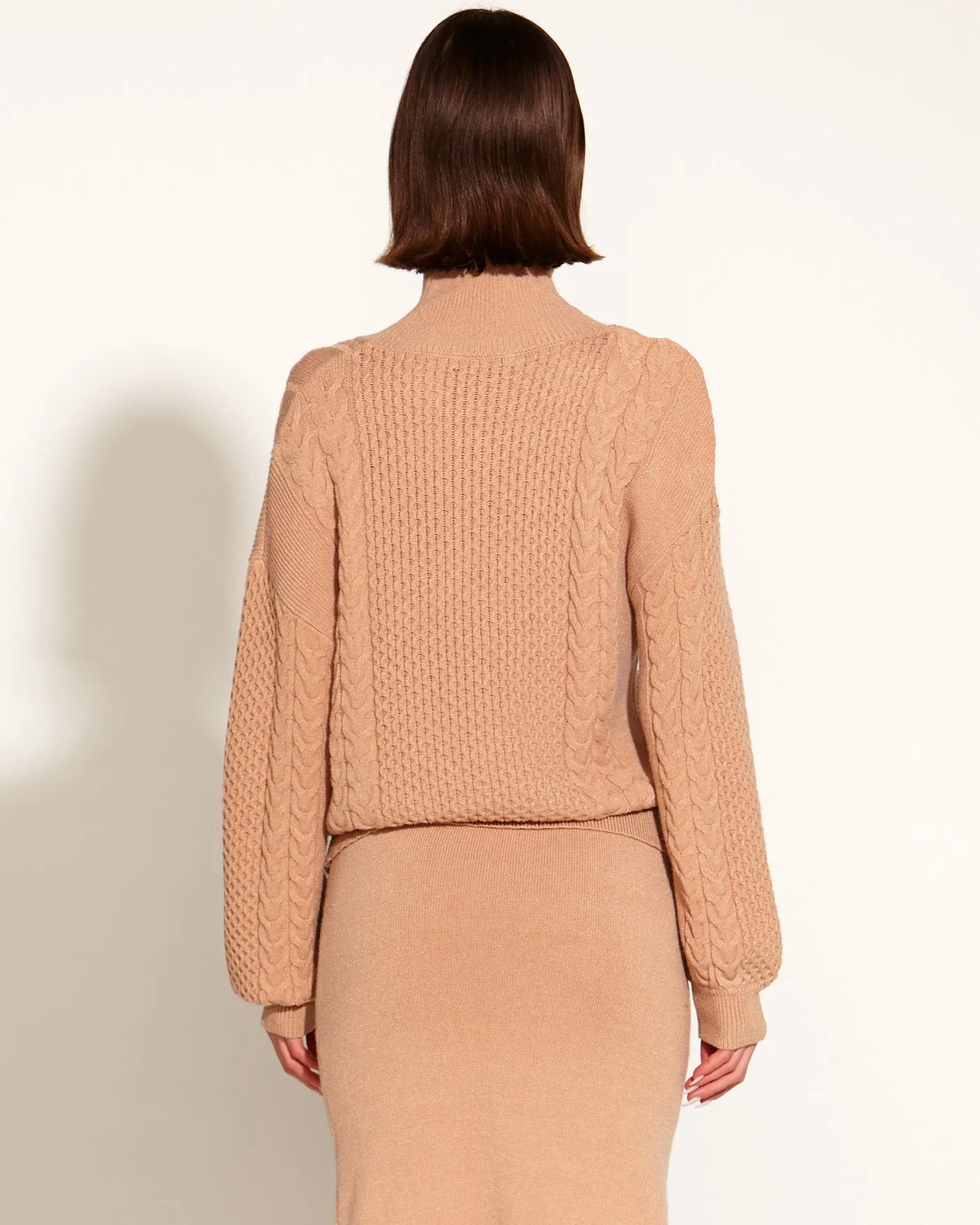 Fate   Becker Treasure Turtleneck Cable Knit - Tan