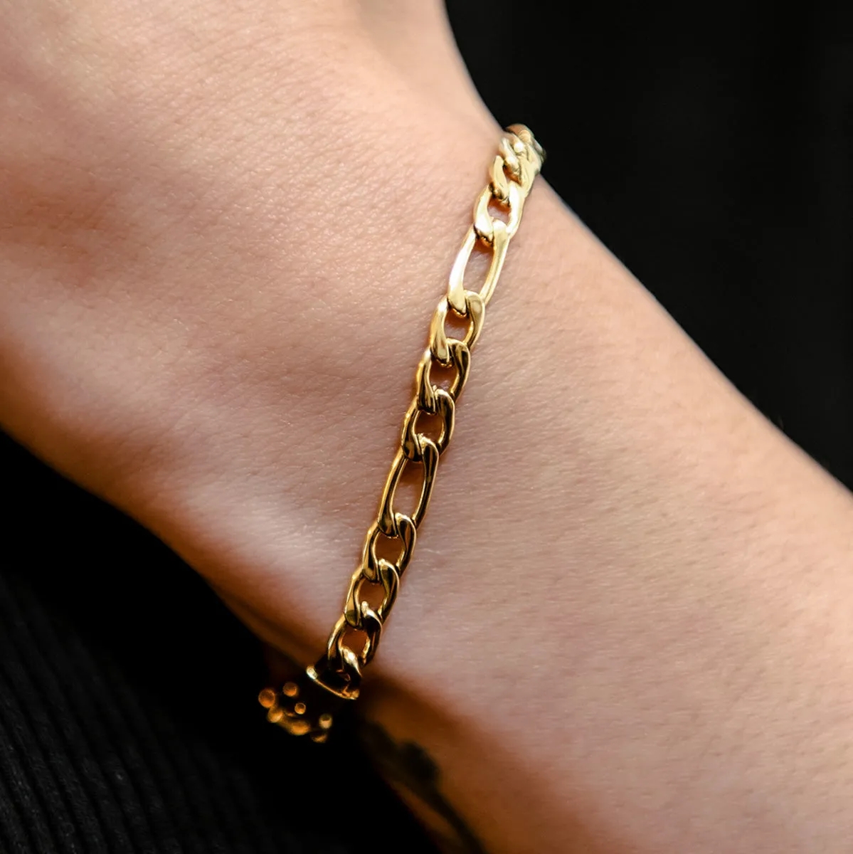 Figaro Bracelet in Yellow Gold- 4mm