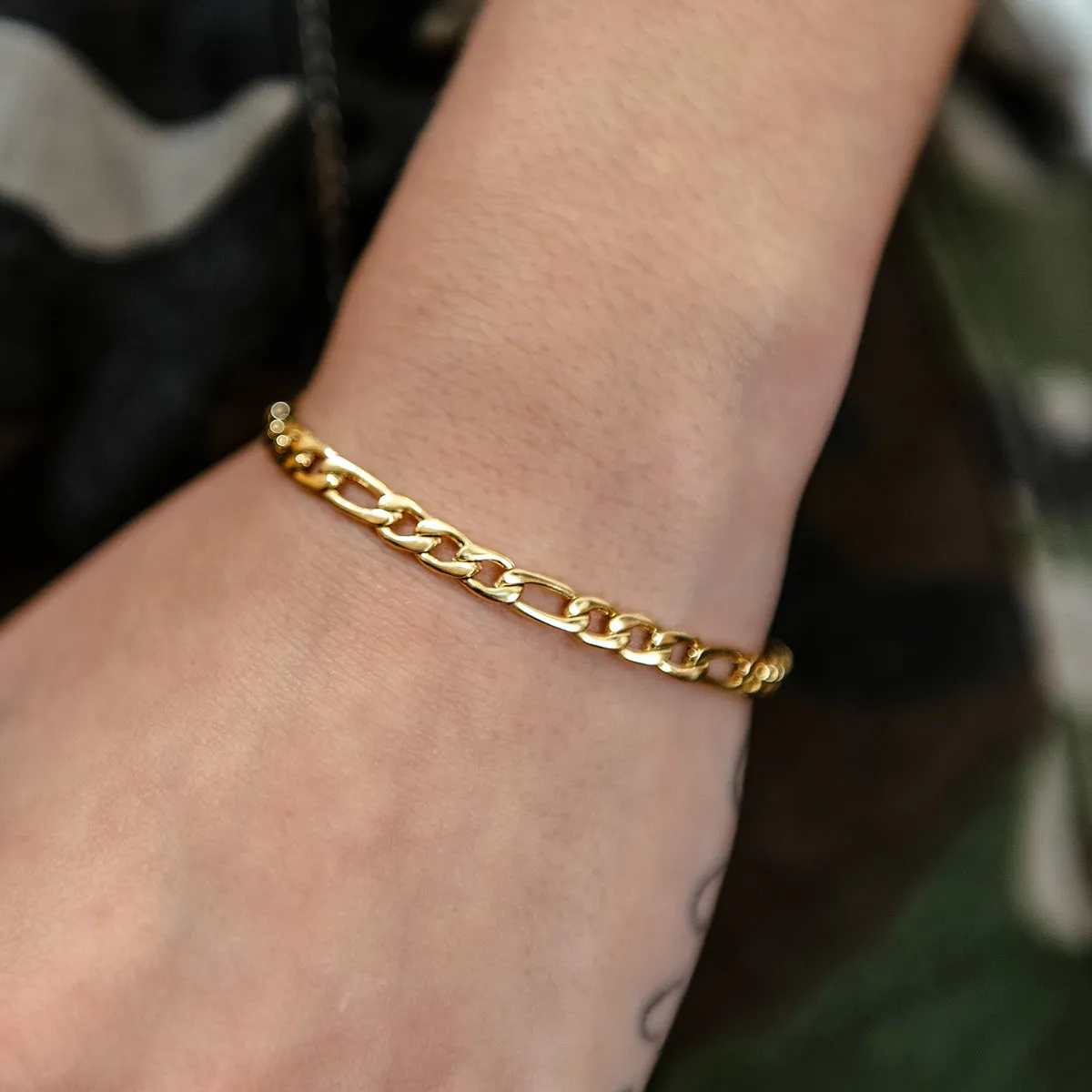 Figaro Bracelet in Yellow Gold- 4mm