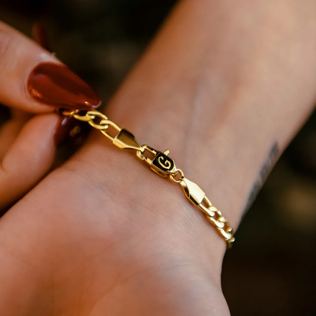 Figaro Bracelet in Yellow Gold- 4mm