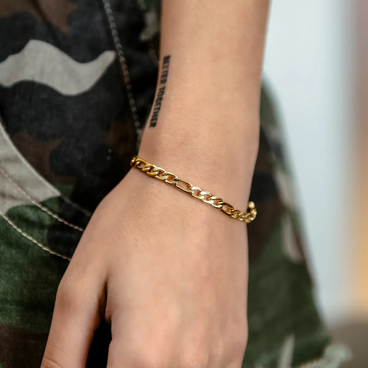 Figaro Bracelet in Yellow Gold- 4mm