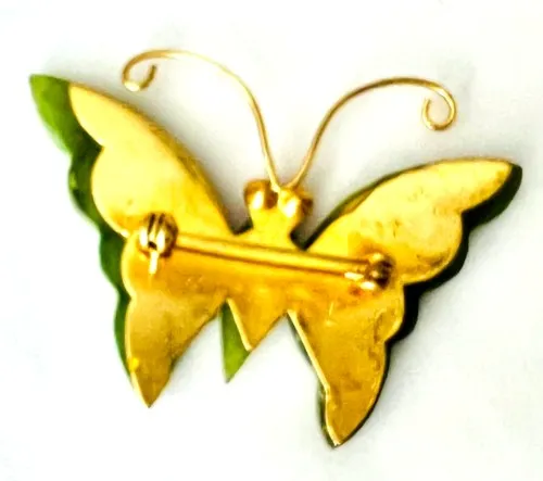 Free Spirit Vintage Jade Large Butterfly Pin (P673)