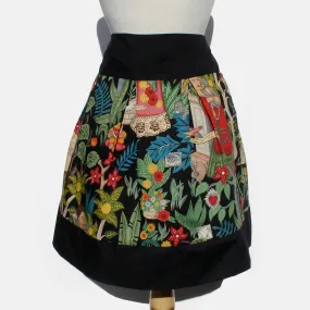 Frida Mexican Inspired Flowers and Animals Skirt Black #S-RS752