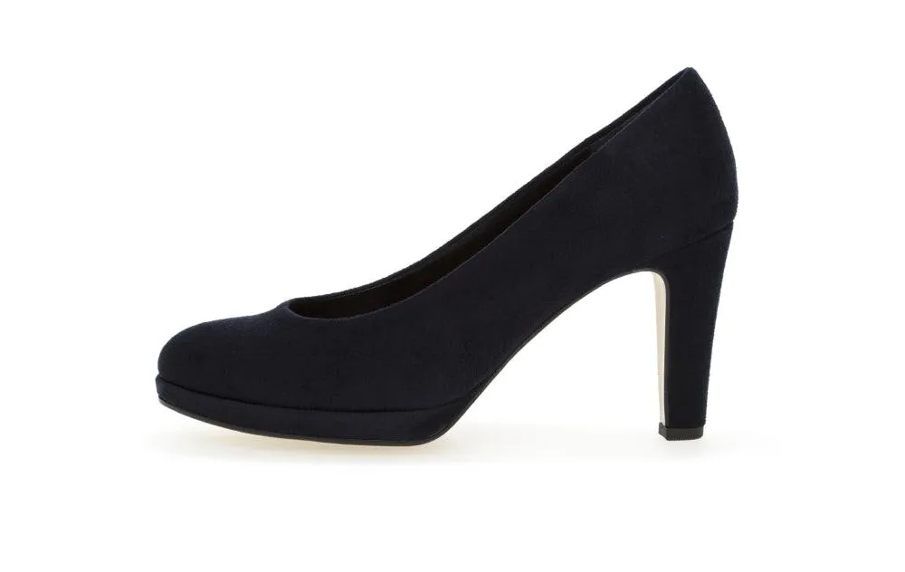 Gabor Navy Suede Court Shoe 27046