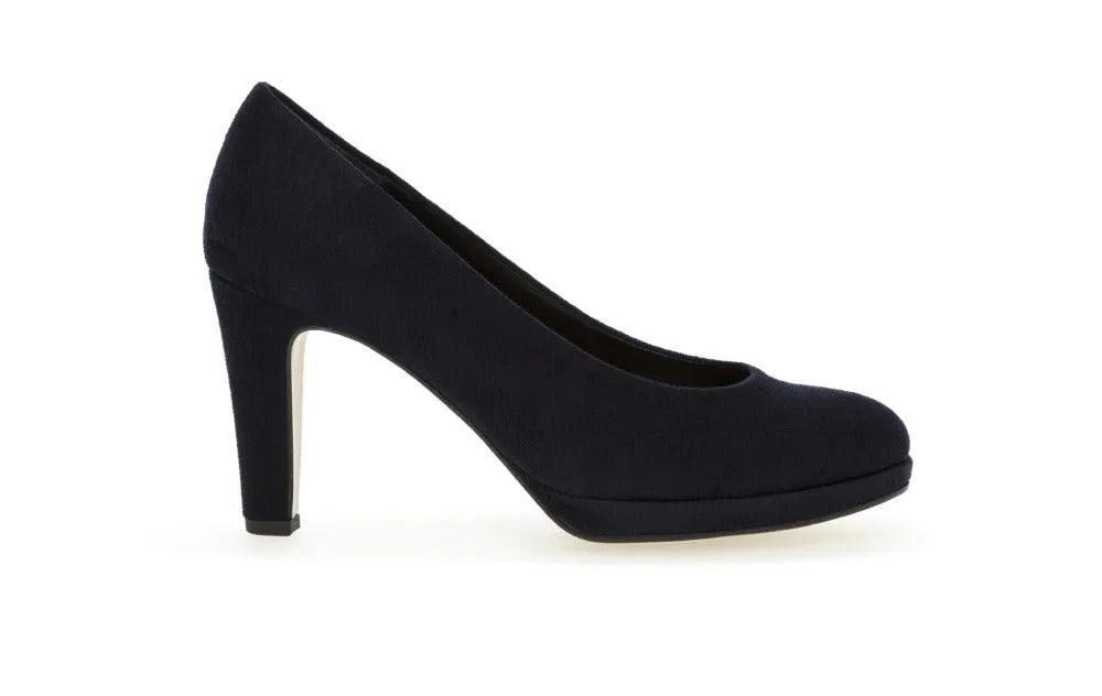 Gabor Navy Suede Court Shoe 27046