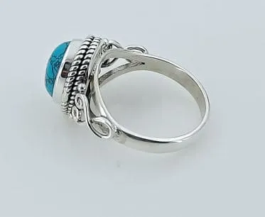 Gemstone Ring with Turquoise Oval in 925 Sterling Silver