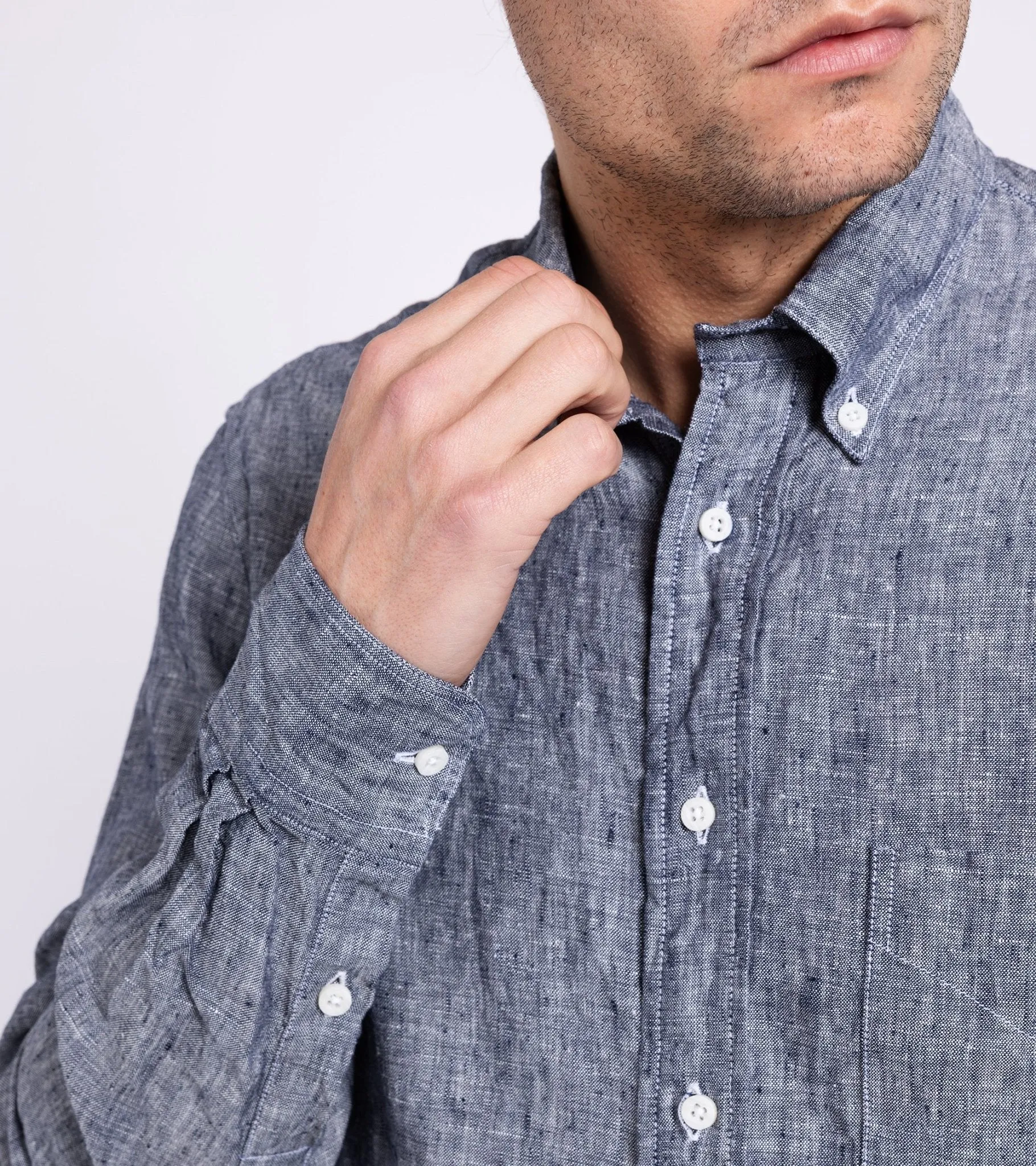 Gitman Vintage Slubby Japanese Linen Button Down Shirt: Navy