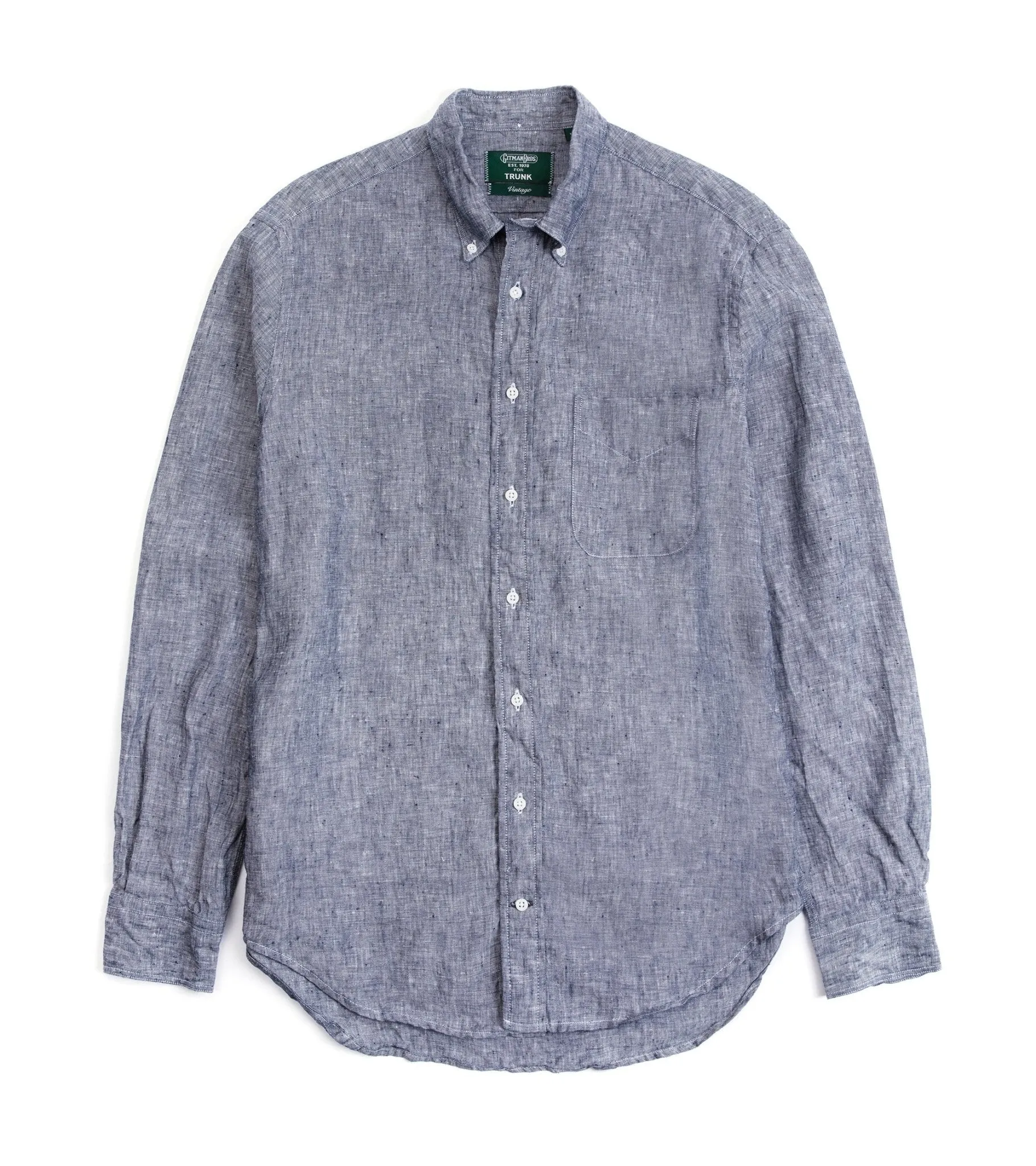 Gitman Vintage Slubby Japanese Linen Button Down Shirt: Navy