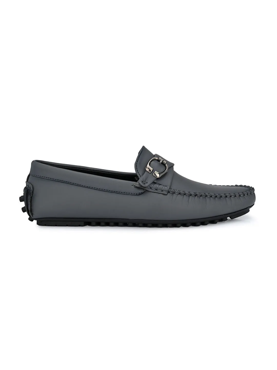 Grey Loafer With Buckle Closure