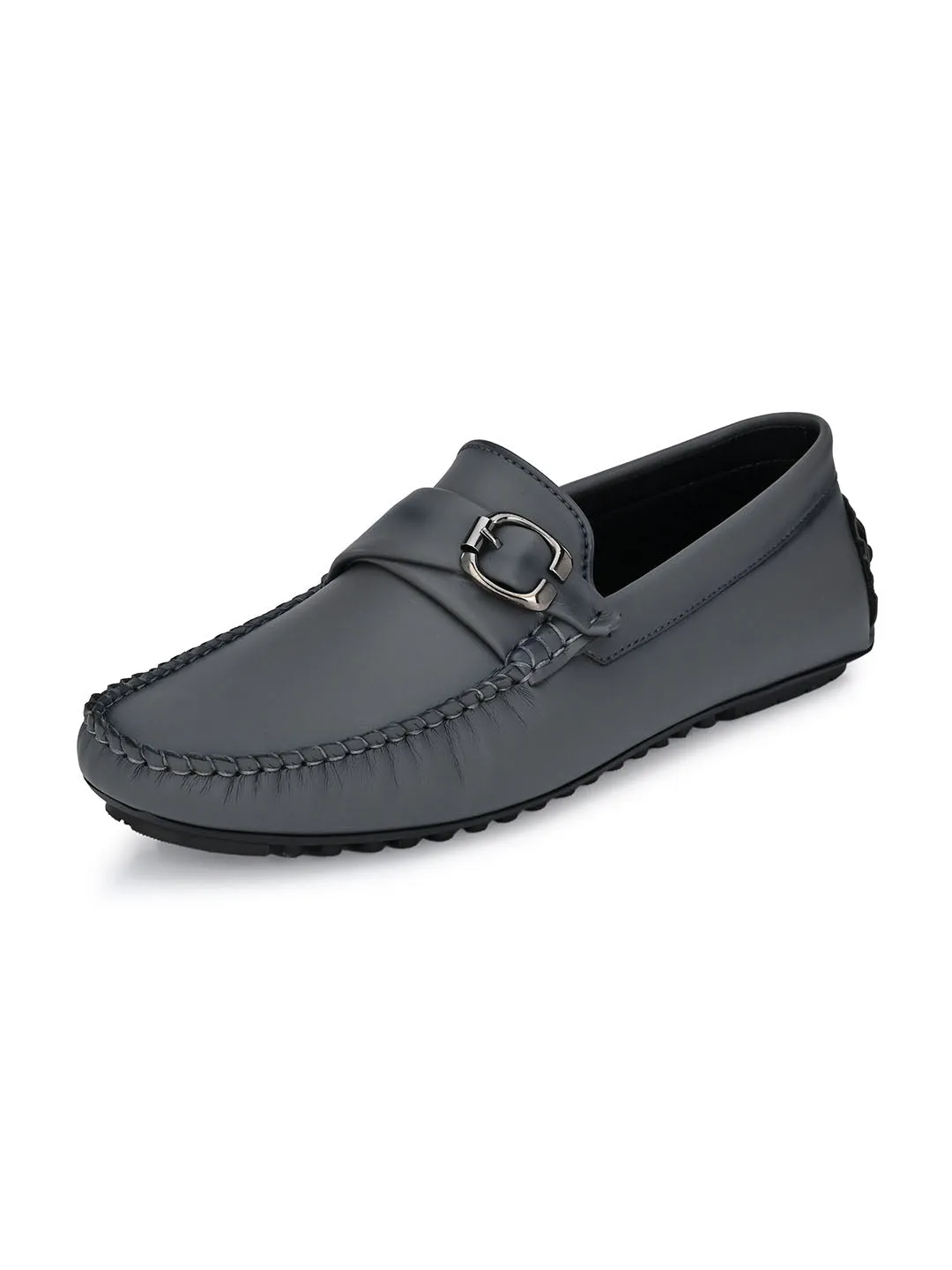 Grey Loafer With Buckle Closure