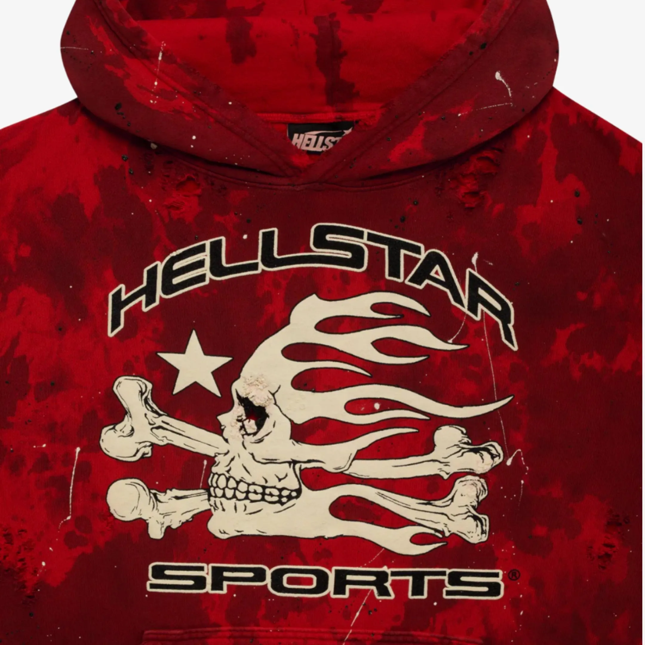 Hellstar Sports Pullover Hoodie 'Skull' Red Tye-Dye SS24