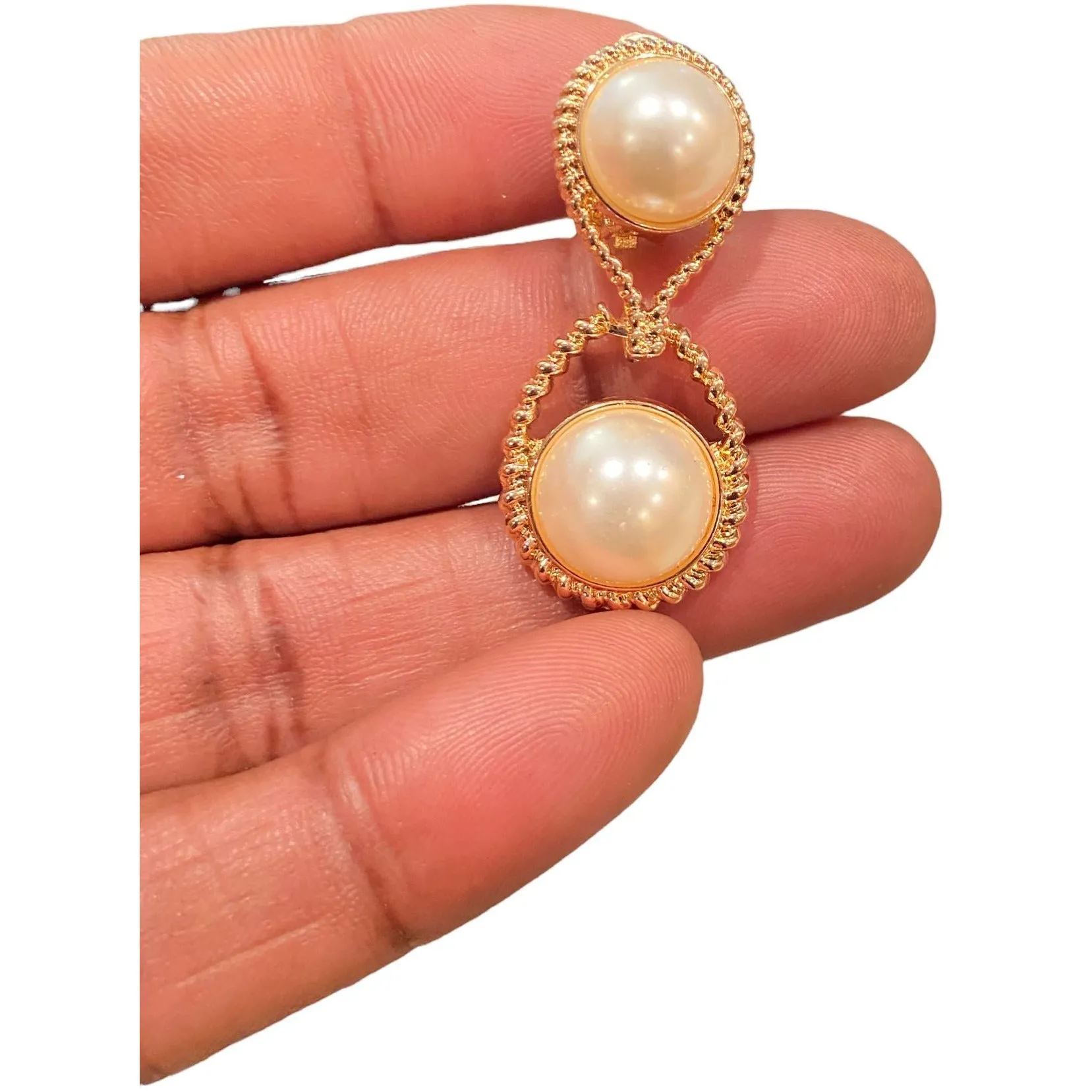 Imani Double Pearl Clip On Earrings