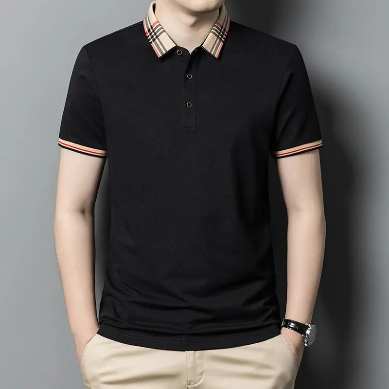 INSTOCK - Summer men's lapel polo shirt solid color casual men's