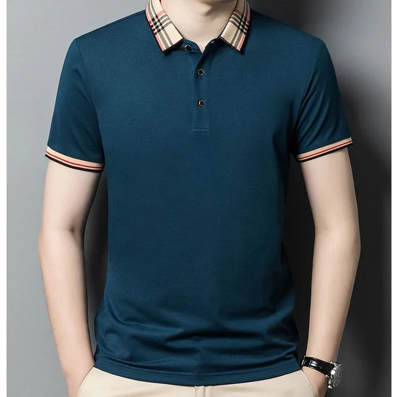 INSTOCK - Summer men's lapel polo shirt solid color casual men's