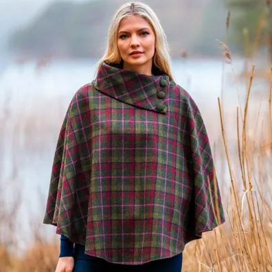 Irish Pure Wool Button Poncho