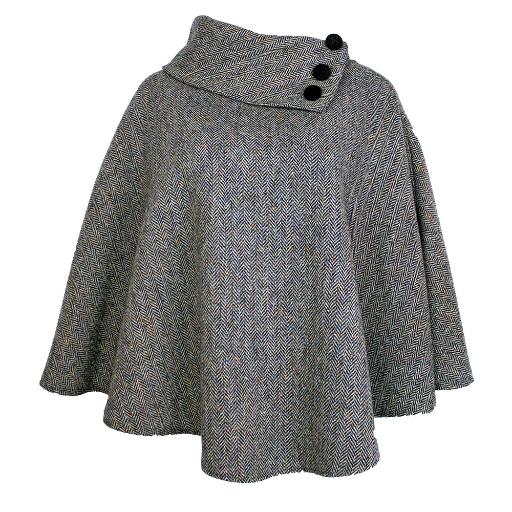 Irish Pure Wool Button Poncho