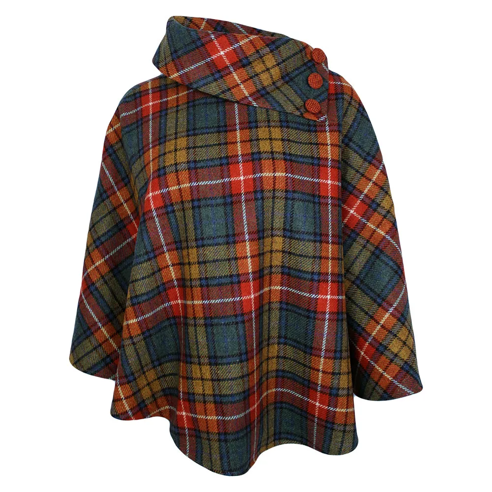 Irish Pure Wool Button Poncho