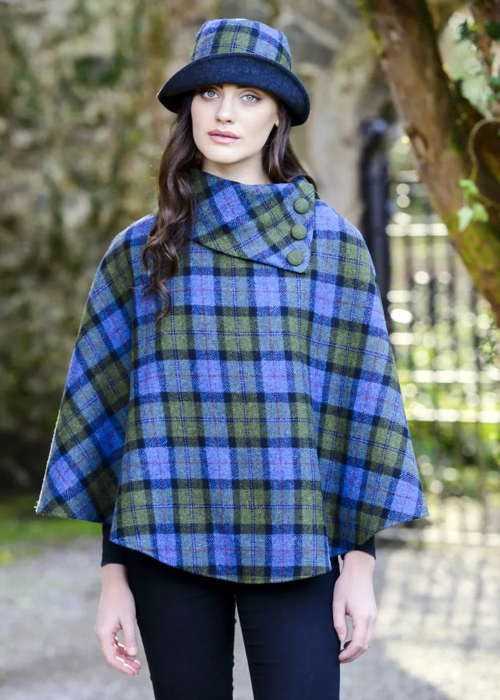 Irish Pure Wool Button Poncho