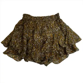 Isabel Marant Etoile Green & Golden Print Chiffon Tiered Mini Skort S