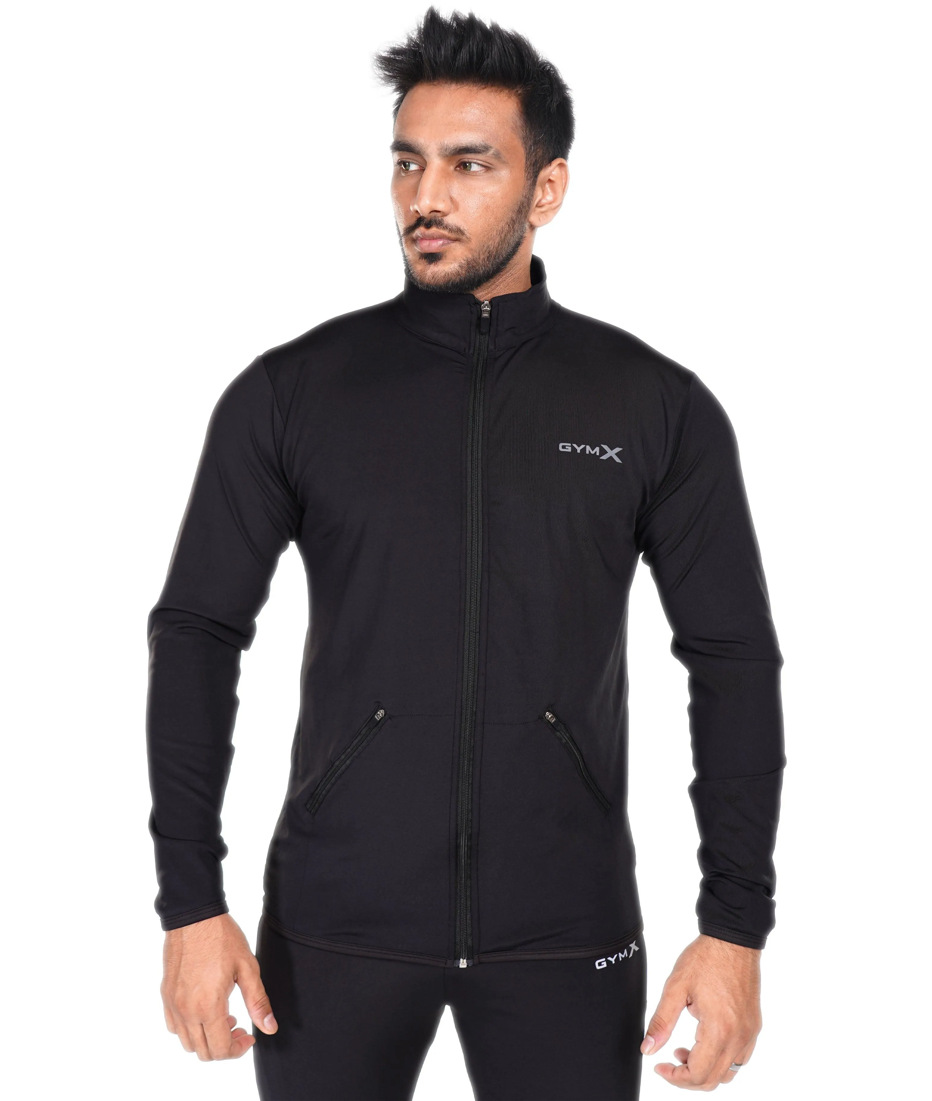 Jet Black GymX Windbreaker Summer Jacket (Dedicated Phone Pocket) - Sale