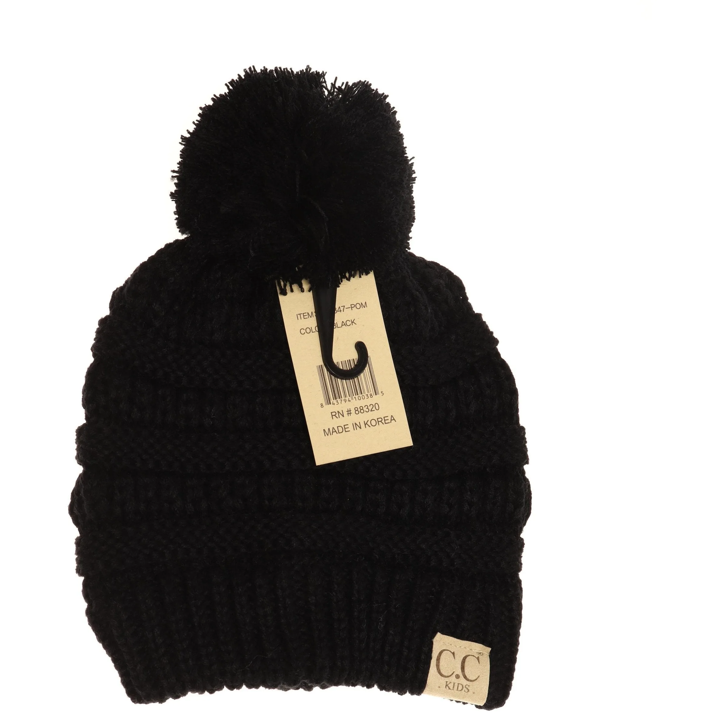 Kid's Solid Pom CC Beanie