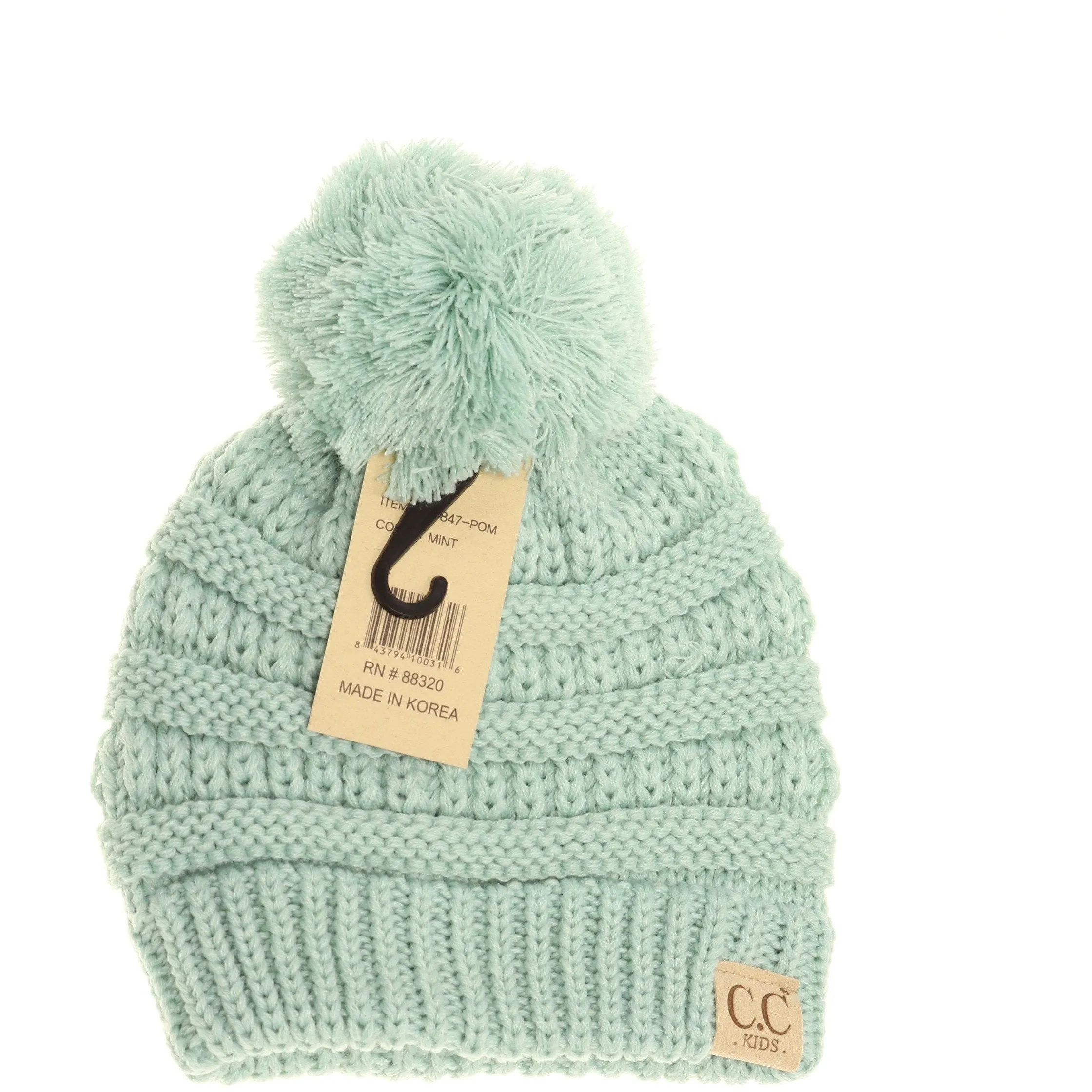 Kid's Solid Pom CC Beanie