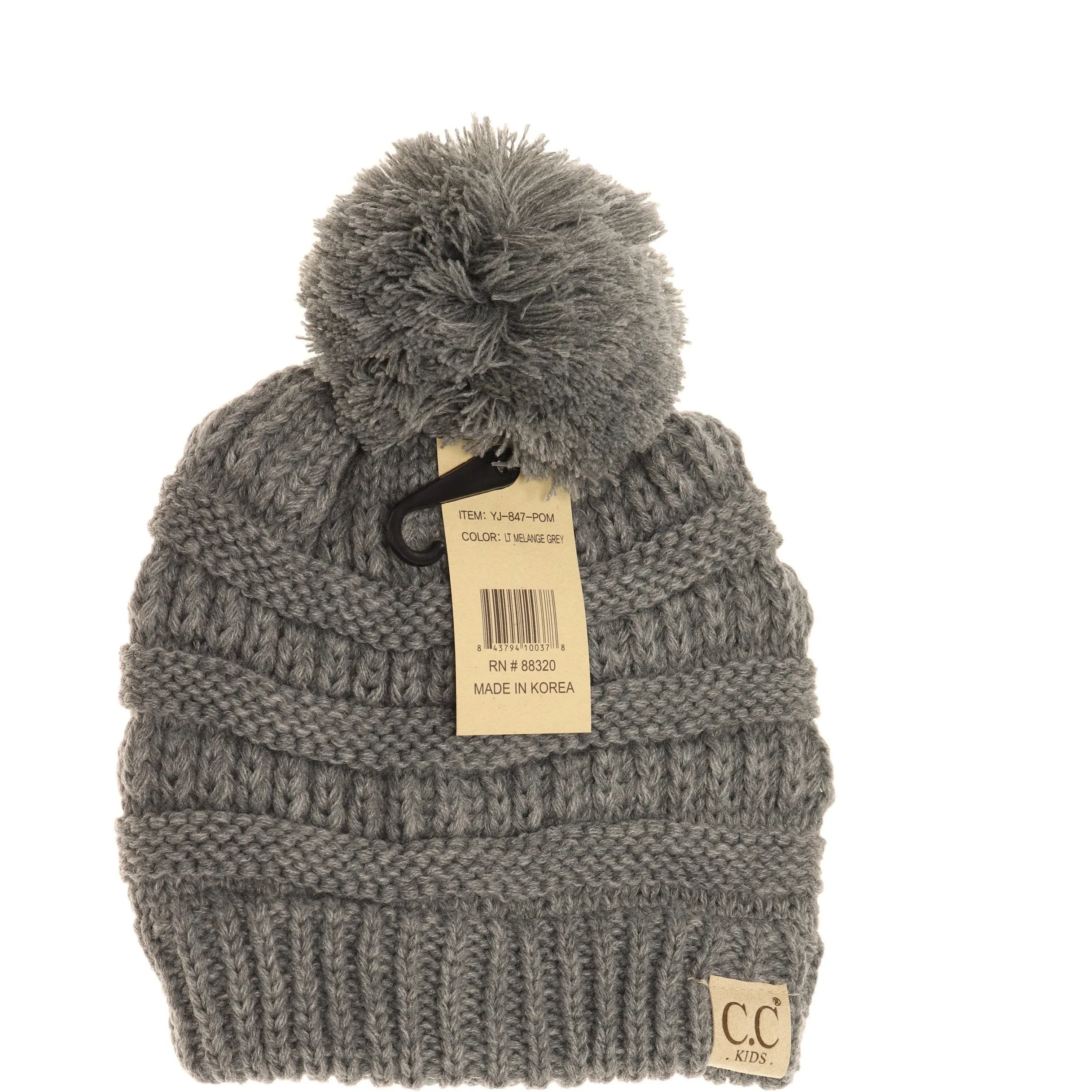 Kid's Solid Pom CC Beanie