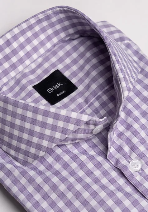 Lilac Performance Stretch Gingham Shirt - Wrinkle Free