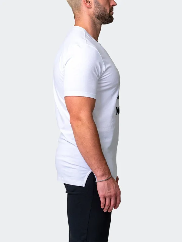 Maceoo Stretch Short-Sleeve Athletic Wear | Tee Mighty Mane White