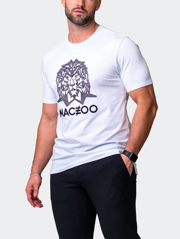 Maceoo Stretch Short-Sleeve Athletic Wear | Tee Mighty Mane White