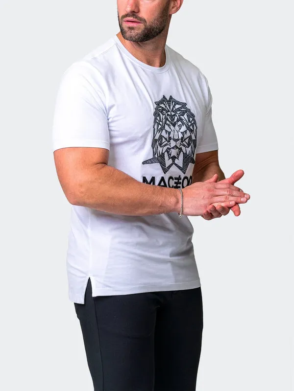 Maceoo Stretch Short-Sleeve Athletic Wear | Tee Mighty Mane White