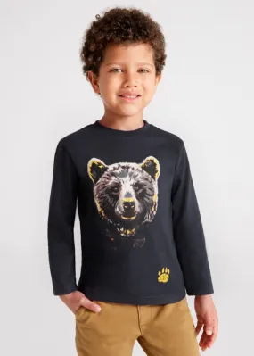 Mayoral Mini L/S Bear Shirt _Grey 4006-24