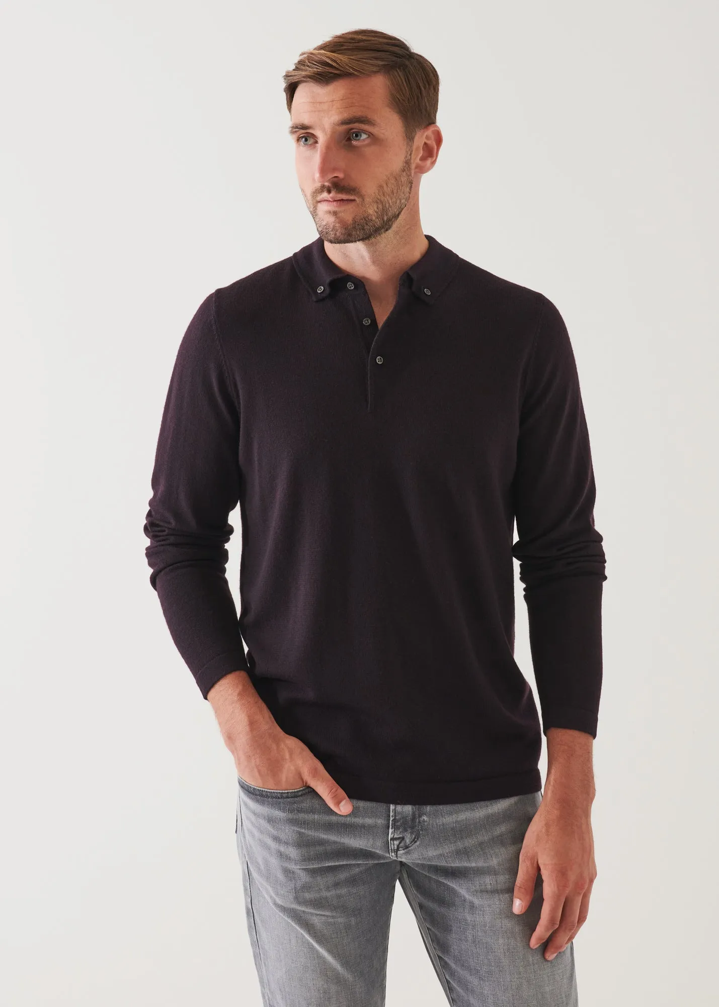 MERINO WOOL BUTTON DOWN POLO