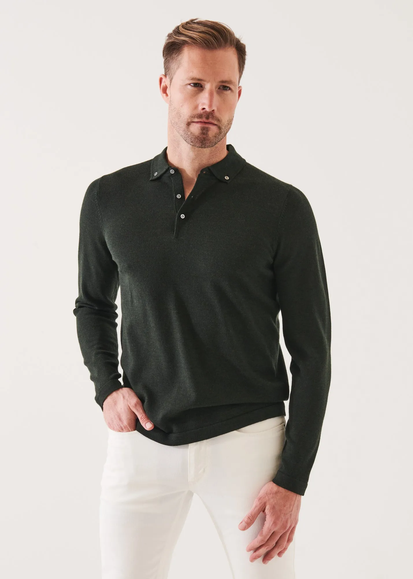 MERINO WOOL BUTTON DOWN POLO