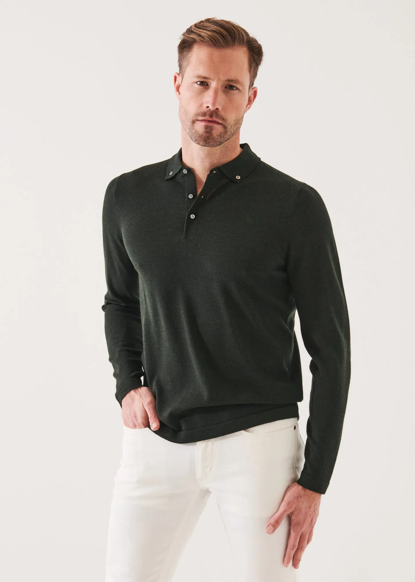 MERINO WOOL BUTTON DOWN POLO