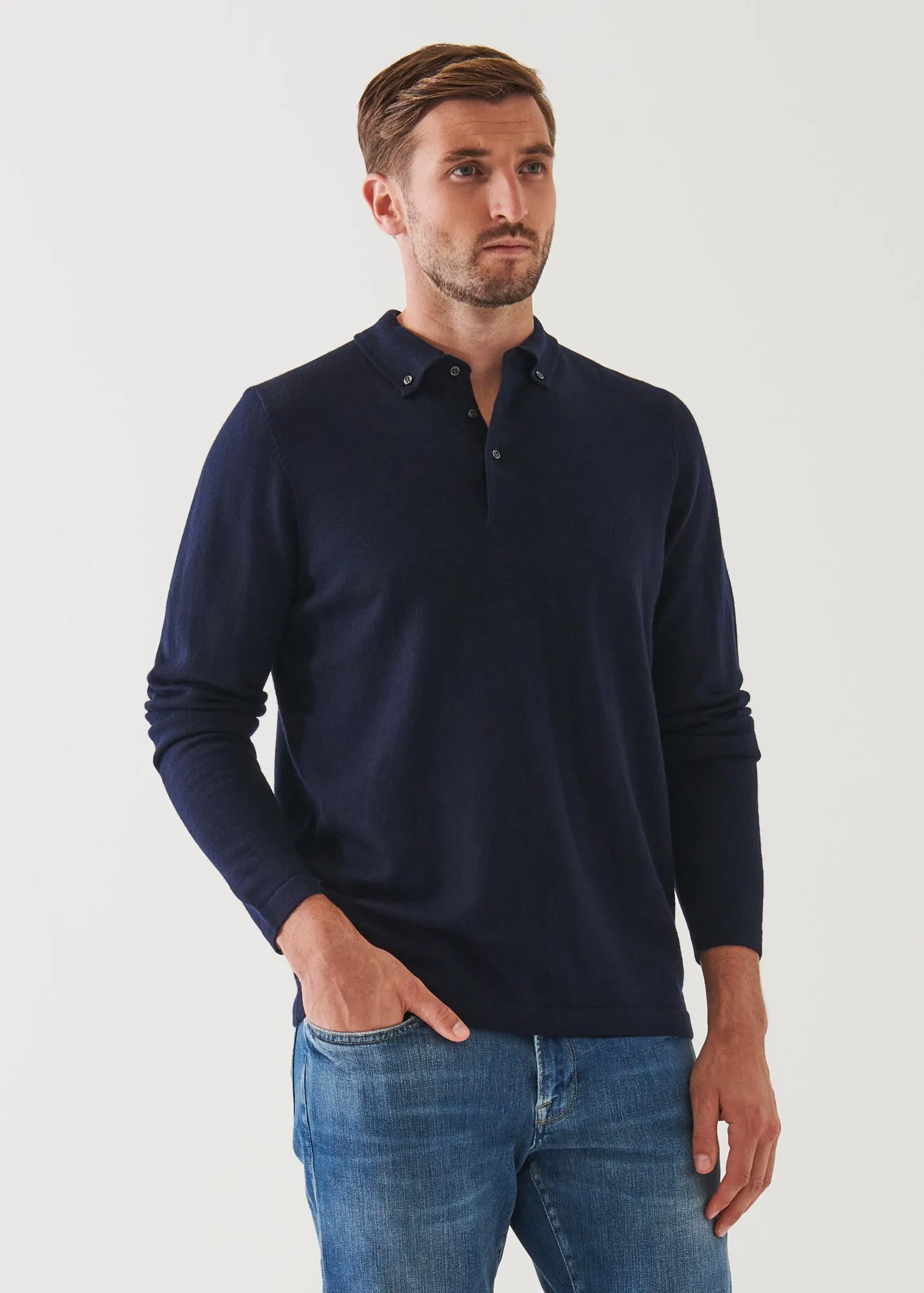 MERINO WOOL BUTTON DOWN POLO