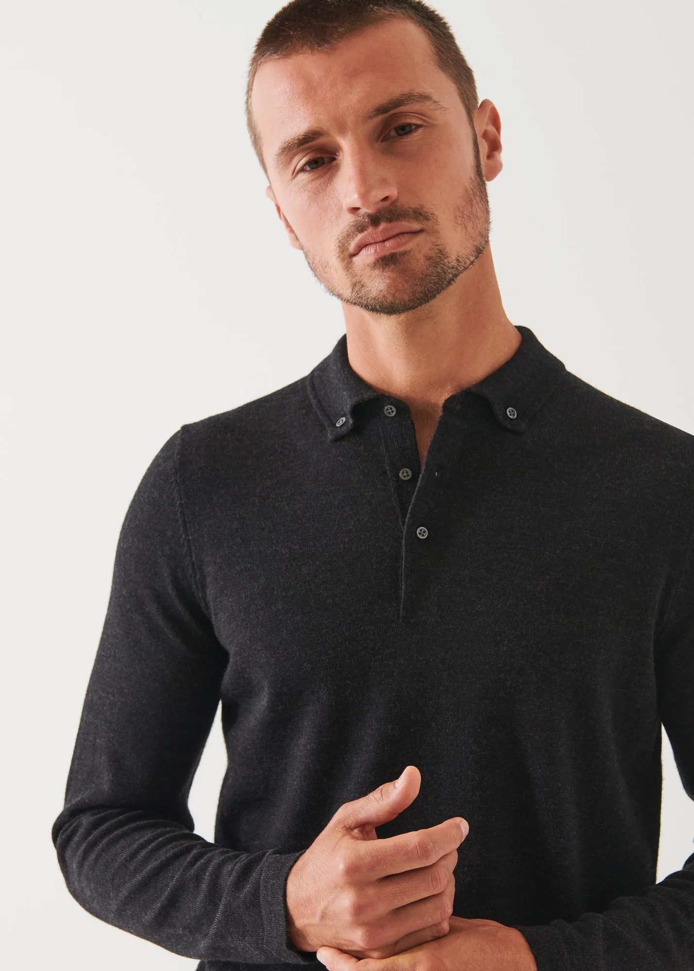 MERINO WOOL BUTTON DOWN POLO