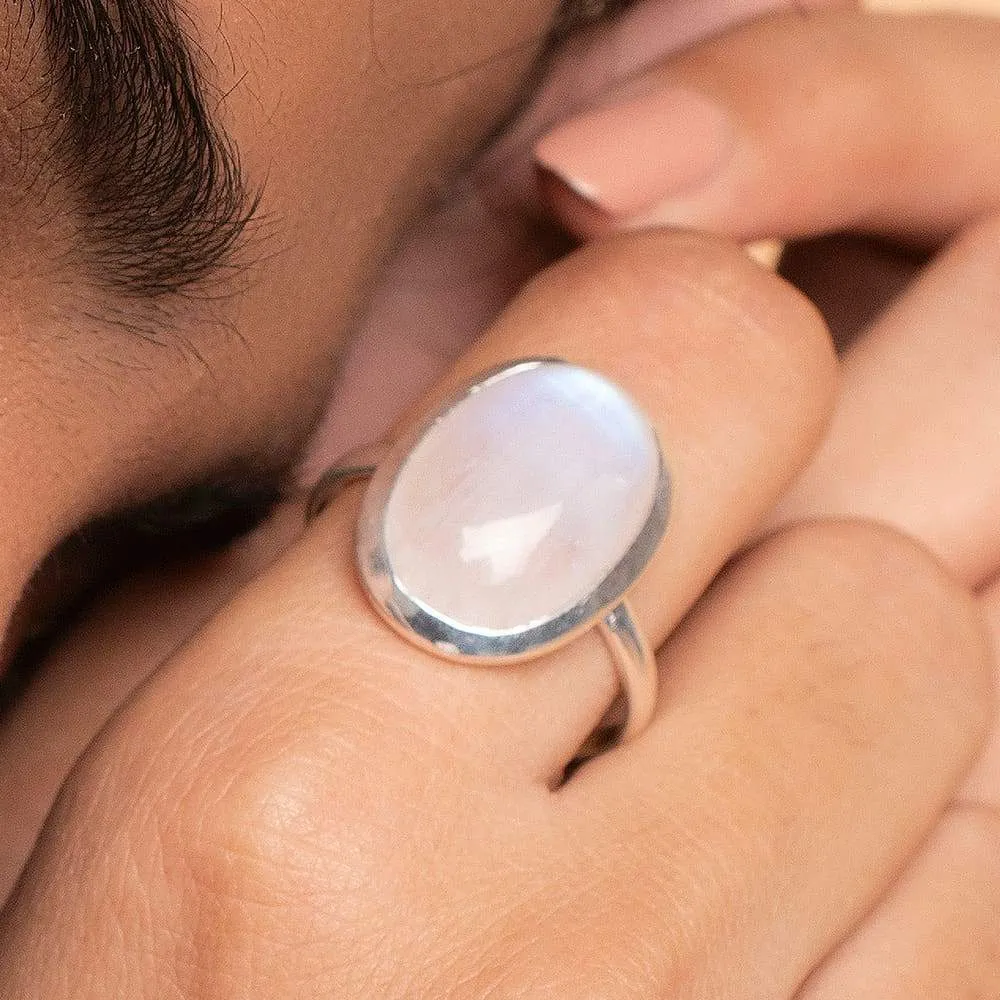 Moonstone Gemstone 925 Sterling Silver Designer Gift Ring Birthstone Ring Unique Ring Wedding Ring