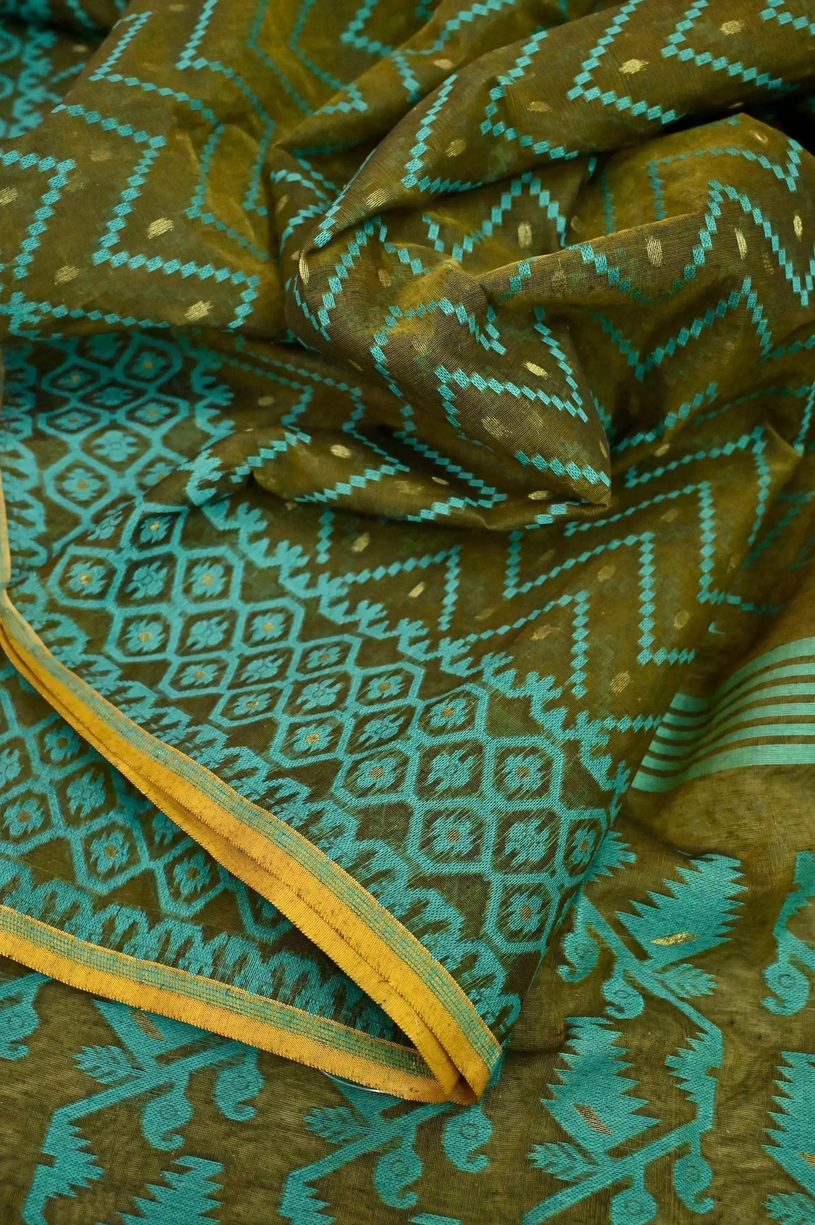 Moss Green Color Jamdani Saree