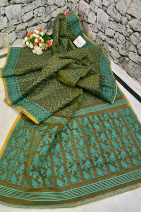 Moss Green Color Jamdani Saree