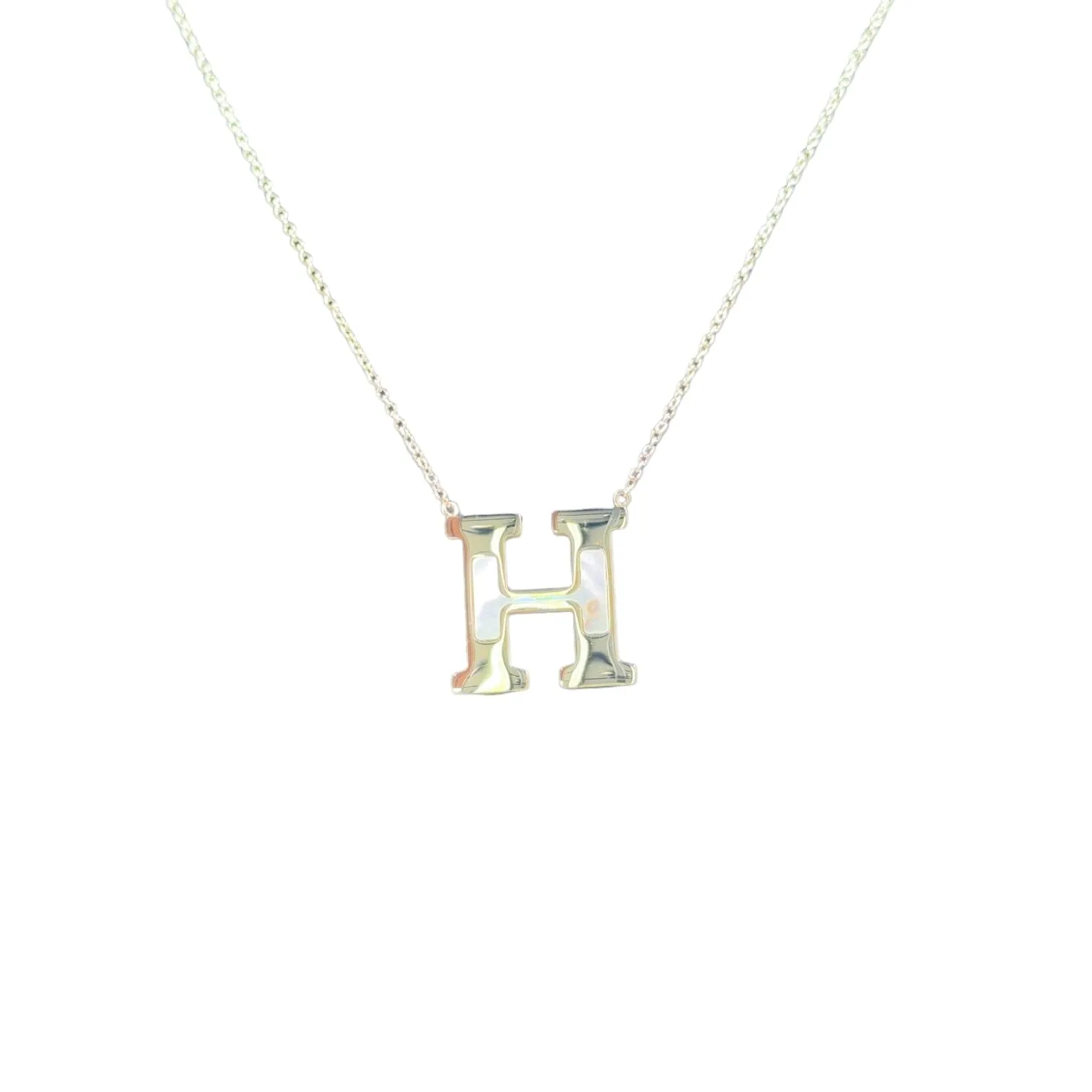 Mother of Pearl 18k Gold Initial Necklace