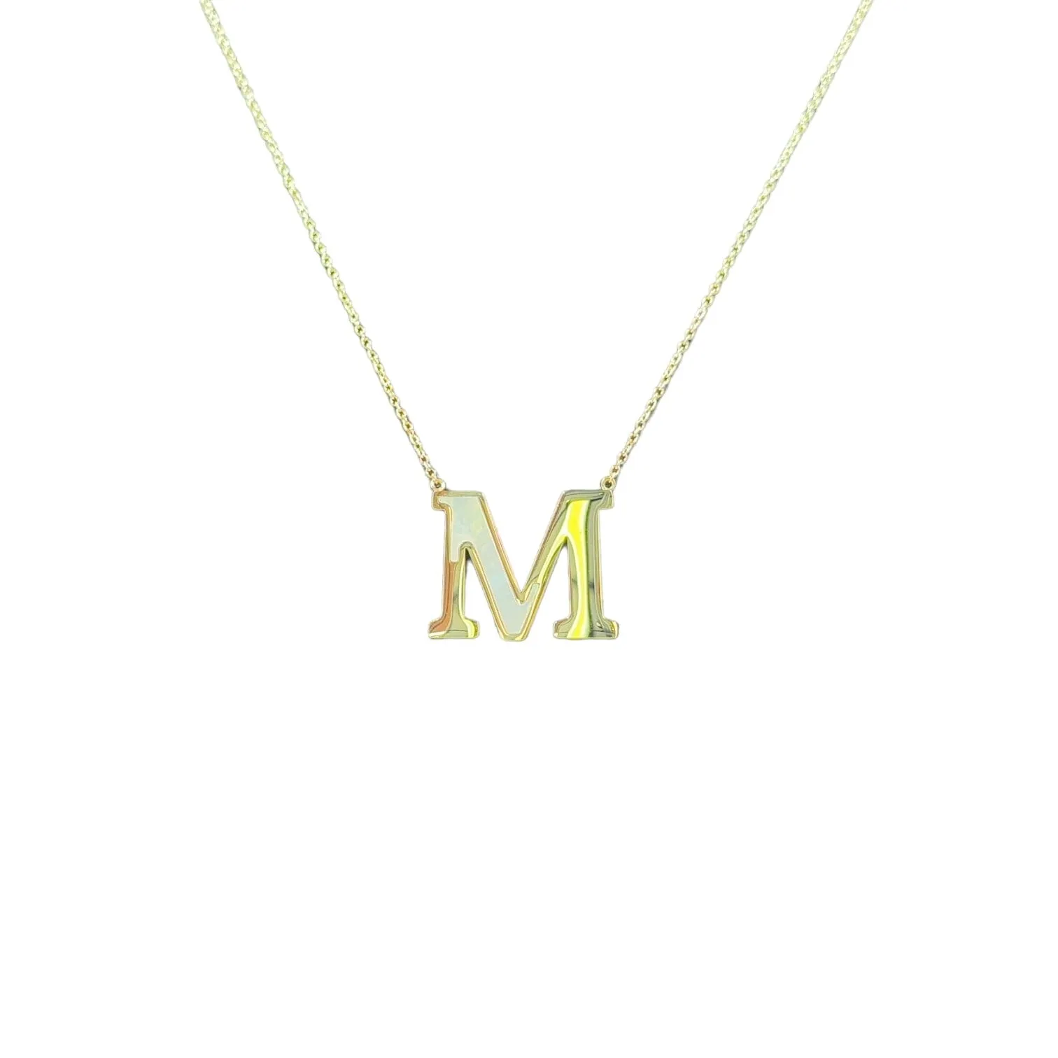 Mother of Pearl 18k Gold Initial Necklace