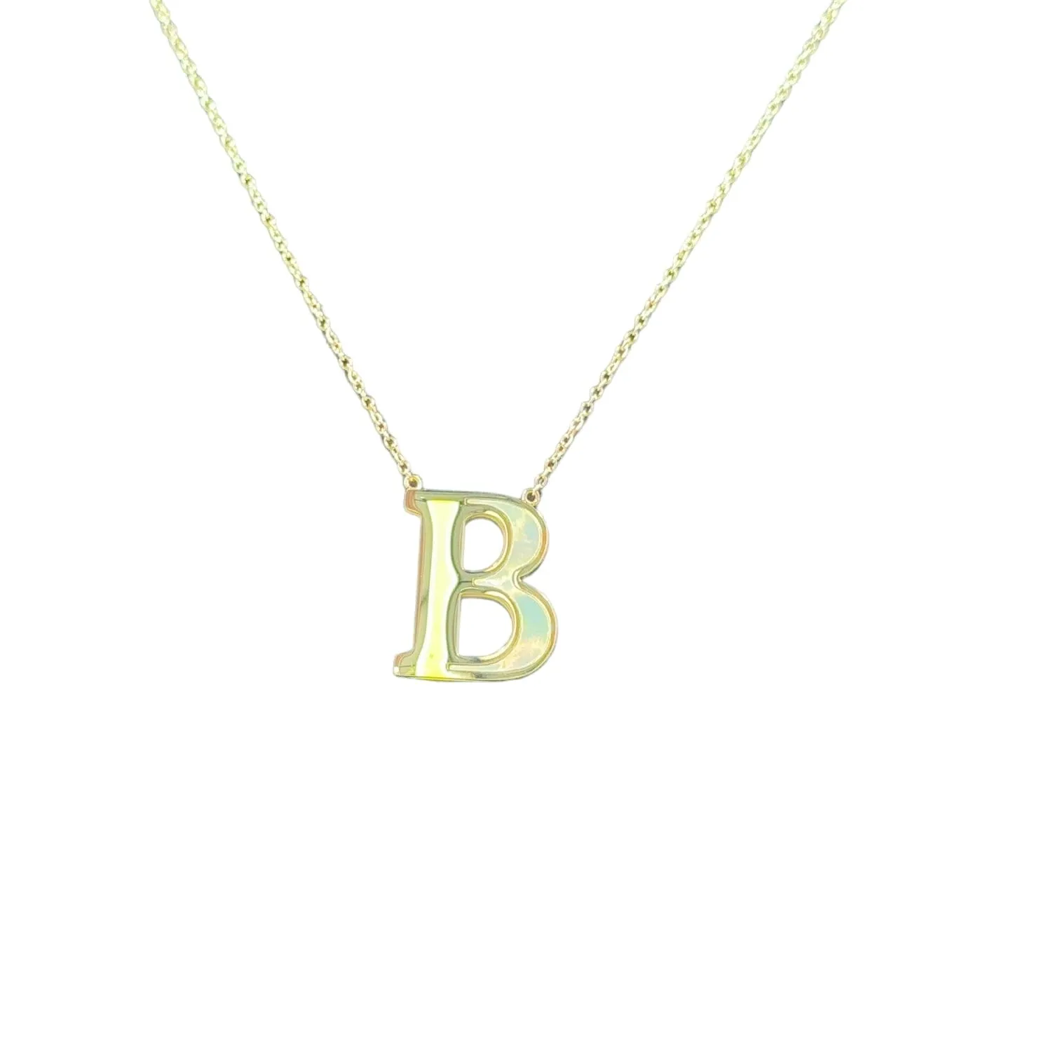 Mother of Pearl 18k Gold Initial Necklace