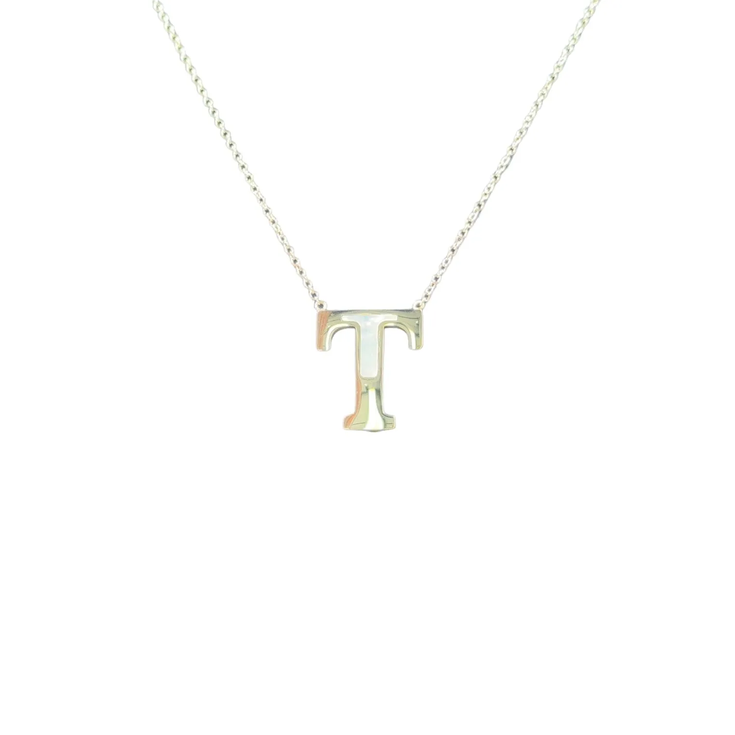 Mother of Pearl 18k Gold Initial Necklace