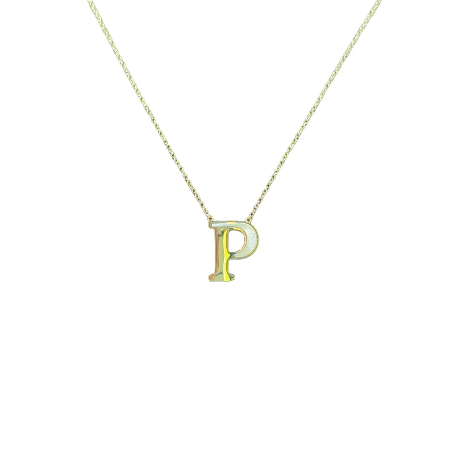 Mother of Pearl 18k Gold Initial Necklace