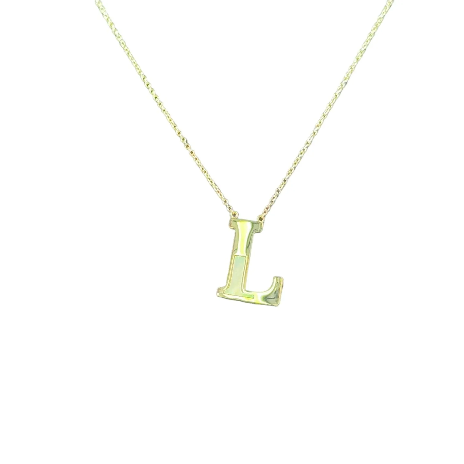 Mother of Pearl 18k Gold Initial Necklace