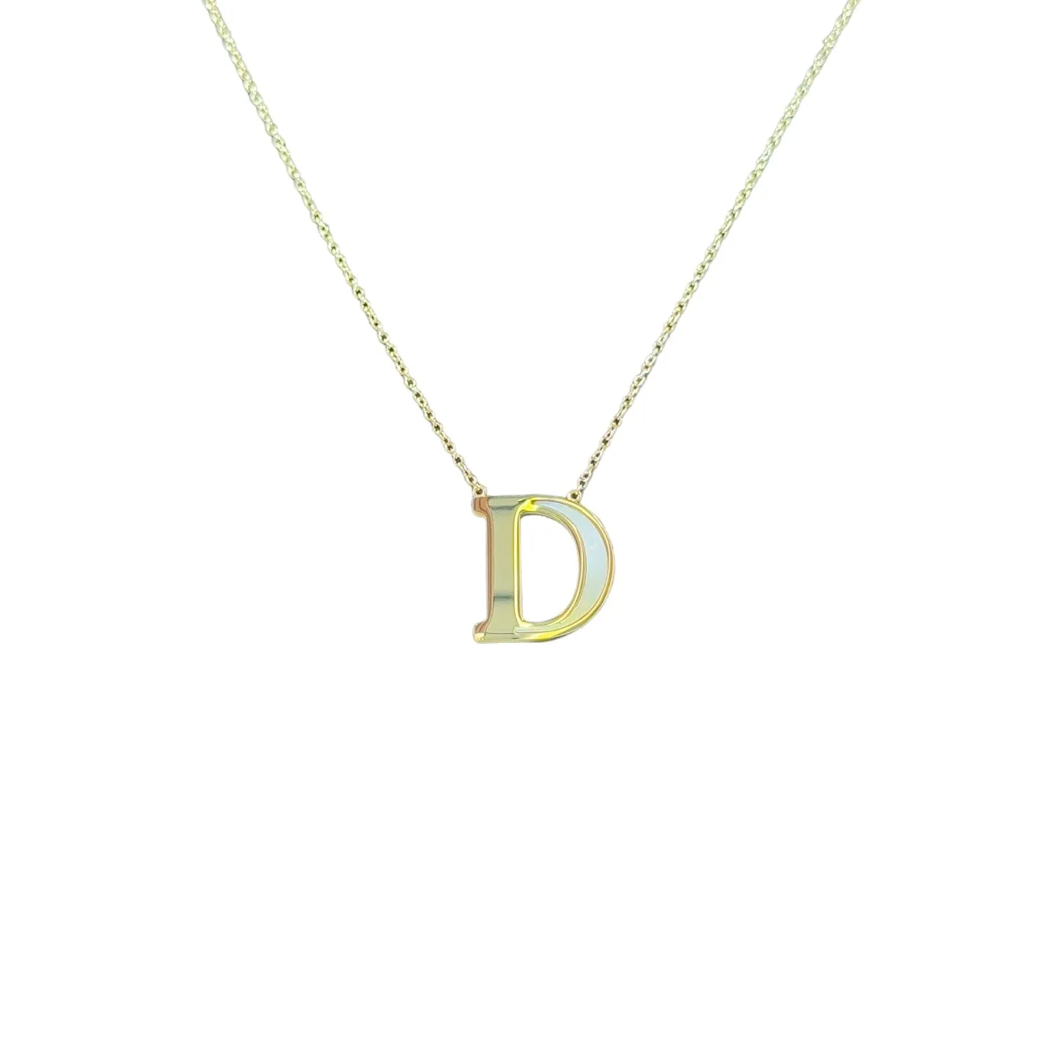 Mother of Pearl 18k Gold Initial Necklace